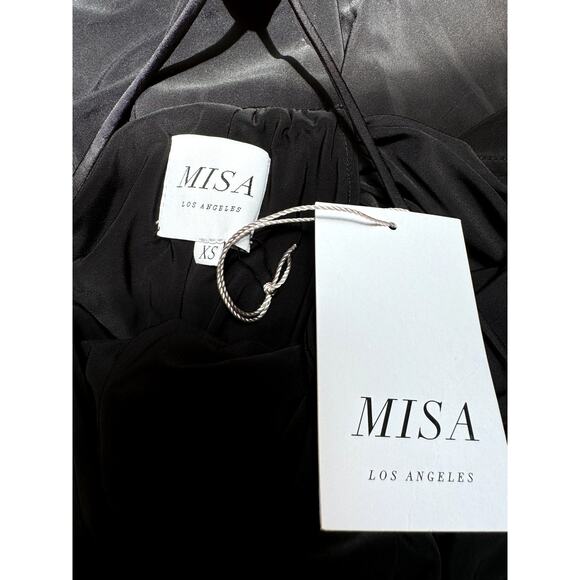 MISA Los Angeles Black Domino Draped Front Tie Dress Size XS - Picture 9 of 10